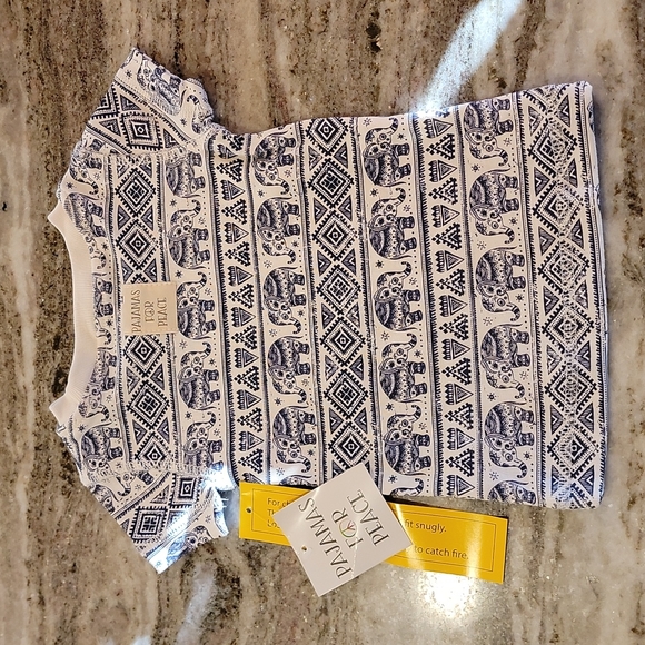 Pajamas For Peace Tranquil Elephant Kids Neutral Organic 2PC Pants Set - Picture 3 of 11